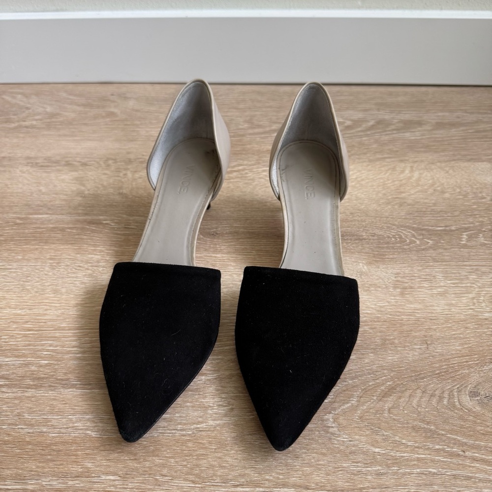 Vince Black Pointed Toe D'Orsay Flats
